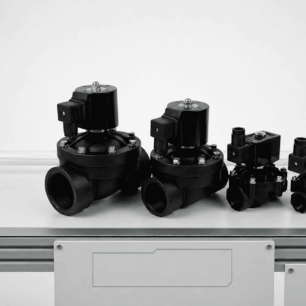 Válvulas solenoides termoplásticas Jefferson: uma linha completa em vários tamanhos para controle de fluidos corrosivos.